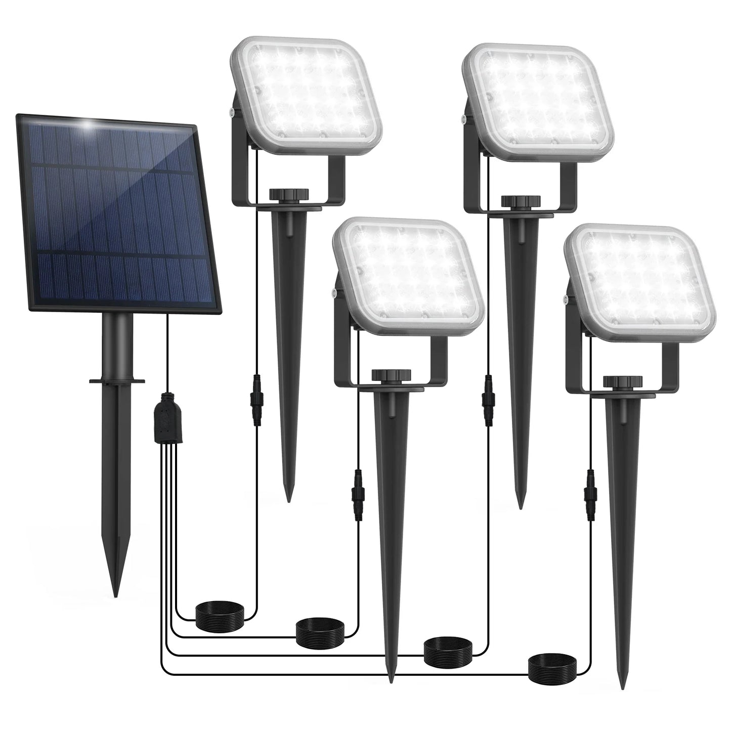 Projecteur led jardin à piquer avec panneau lumineux éclairage blanc froid