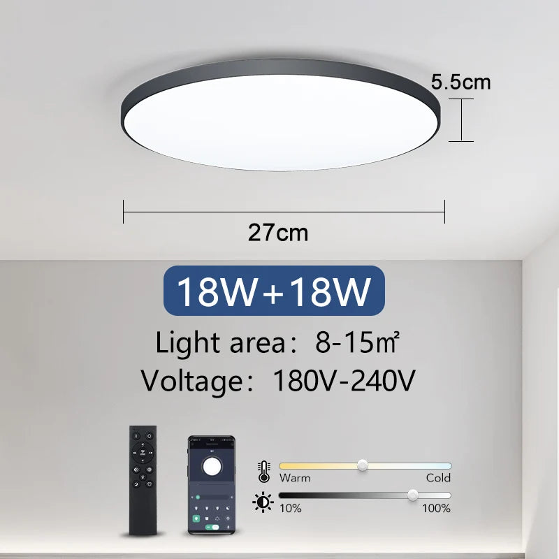 Spot plafonnier dimmable rond connecté avec télécommande