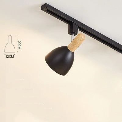 Spot sur rail noir scandinave abat jour noir cloche orientable