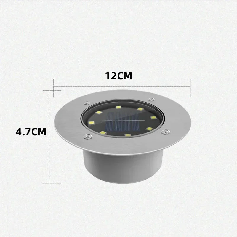 Spot solaire encastrable IP65 à micro LED en verre trempé et métal