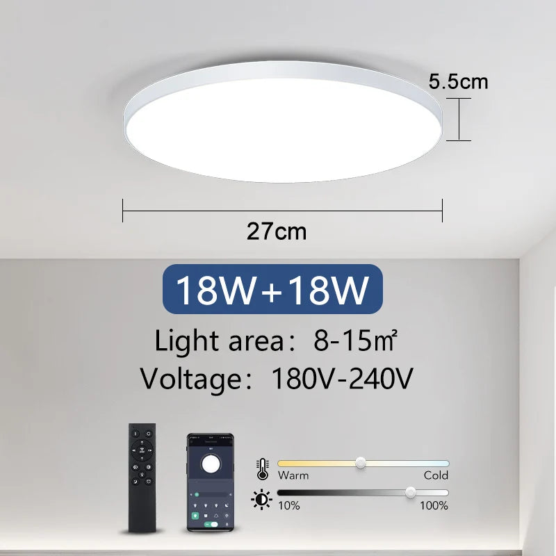 Spot plafonnier dimmable rond connecté avec télécommande