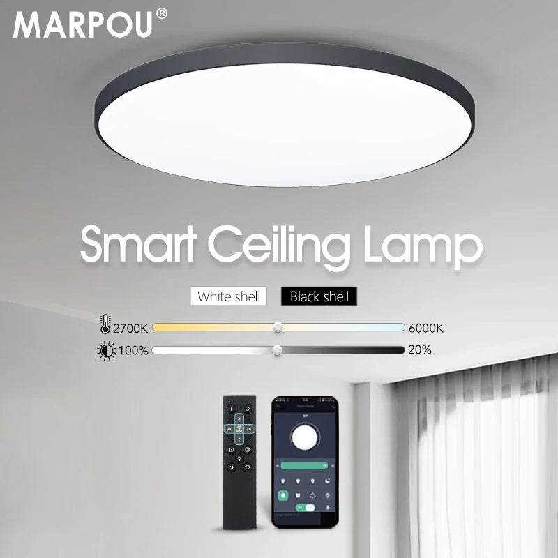 Spot plafonnier large circulaire dimmable rond connecté avec télécommande