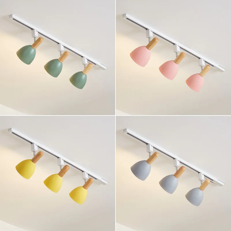 Spot sur rail scandinave abat jour cloche de couleur orientable