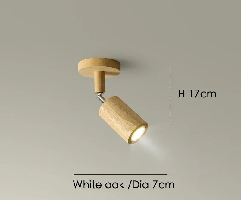 Spot orientable scandinave bois chêne clair fixé sur socle 1 tête | Diamètre 7 cm