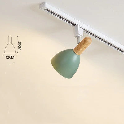 Spot sur rail blanc scandinave abat jour vert cloche orientable