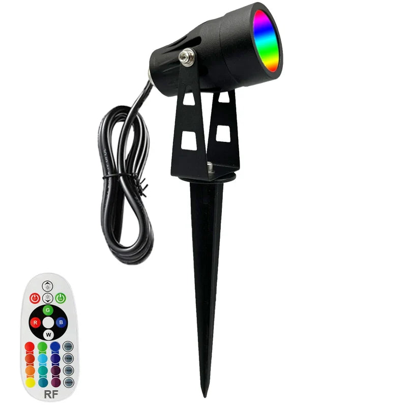 Spot étanche à planter RGB pour jardin noir à tête mobile