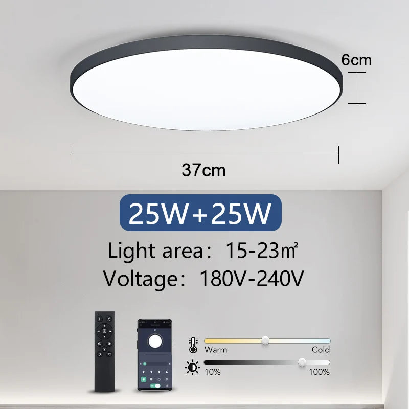 Spot plafonnier dimmable rond connecté avec télécommande 25W