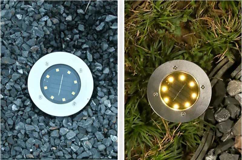 Spot solaire encastrable IP65 à micro LED en verre trempé et métal