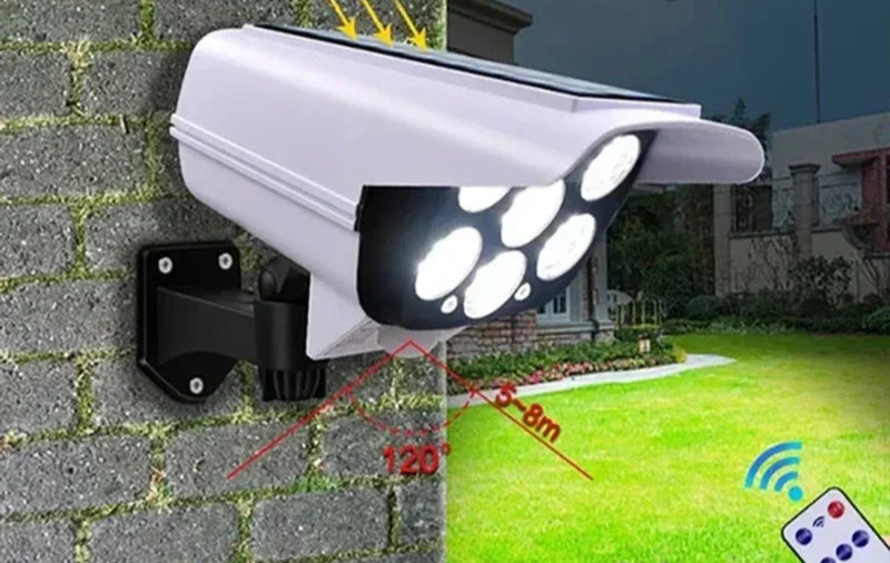 spot façade blanc 7 led puissante controle par télécommande recharge solaire