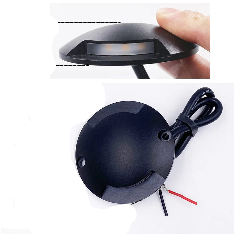 spot LED recouvert pour extérieur 1W 12V plat IP67 14mm haut 70mm diamètre