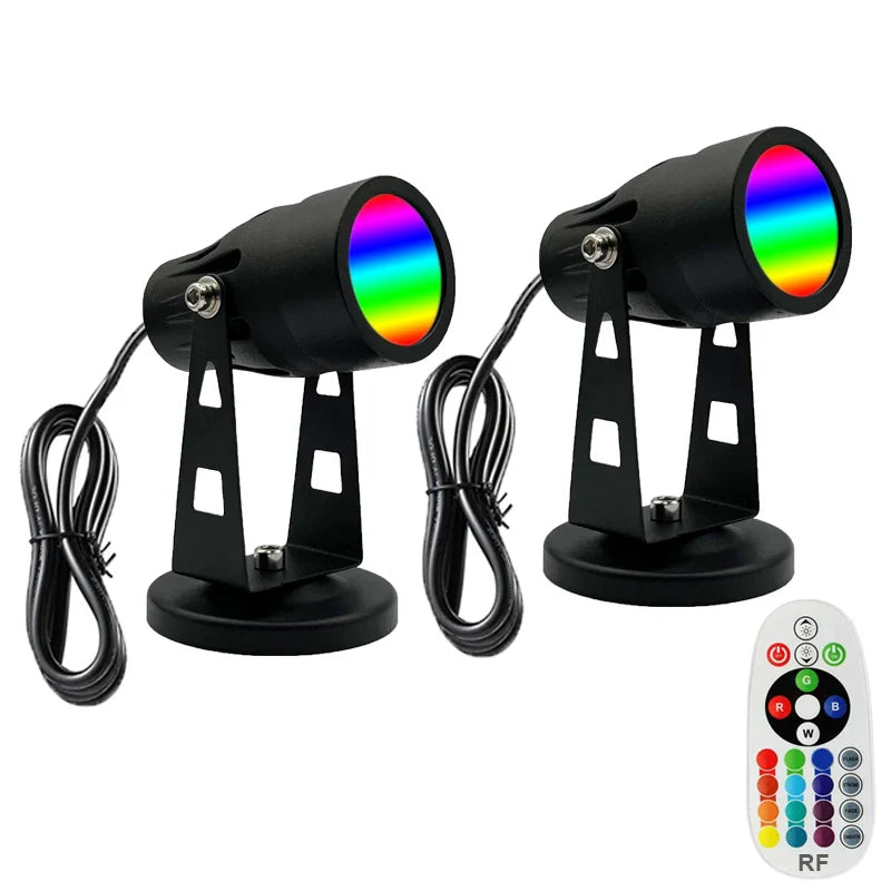 Spot étanche à planter RGB pour jardin noir à tête mobile