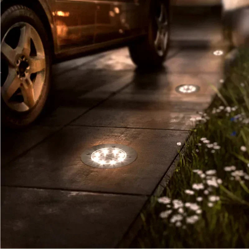 Spot solaire encastrable IP65 à micro LED en verre trempé et métal