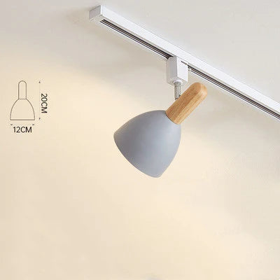 Spot sur rail blanc scandinave abat jour gris cloche orientable