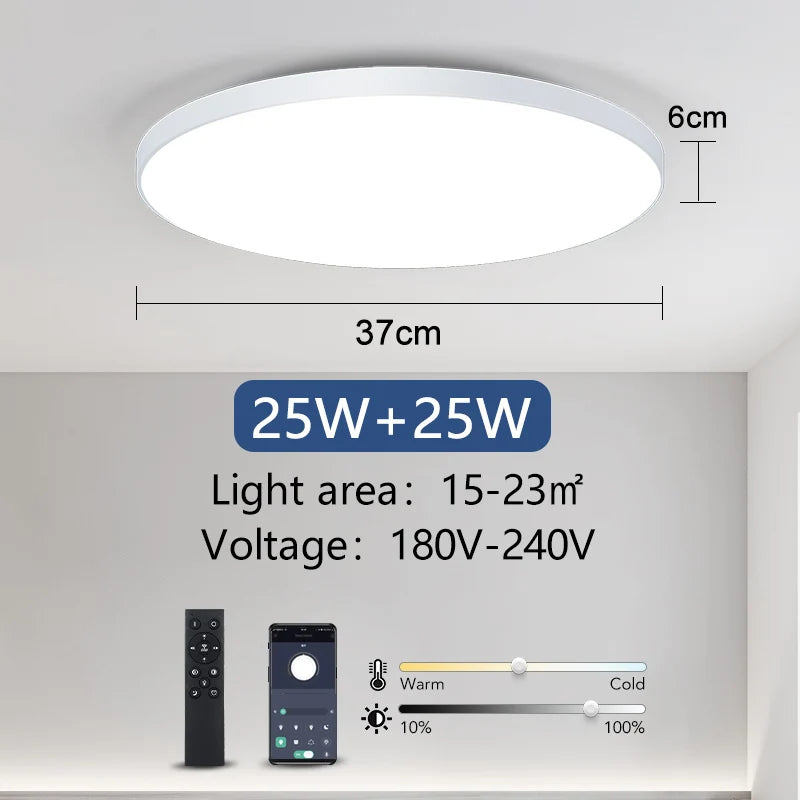 Spot plafonnier dimmable rond connecté avec télécommande