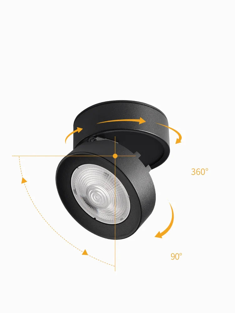 Spot LED Plafonnier à Tête Circulaire Orientable 360 ET INCLINABLE A 90