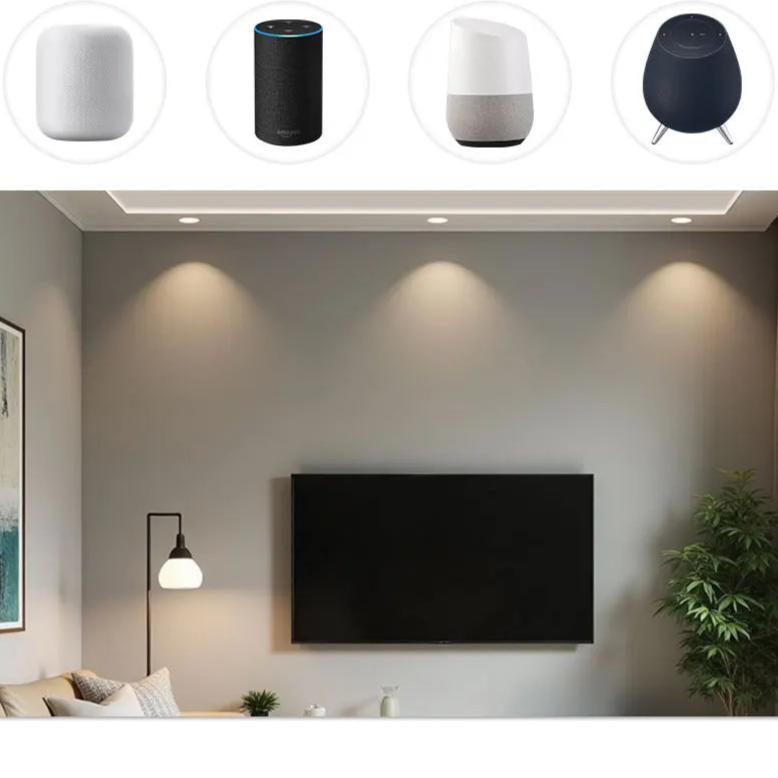 Spot LED encastrable rond blanc 12W IP44 CCT connecté controle vocal