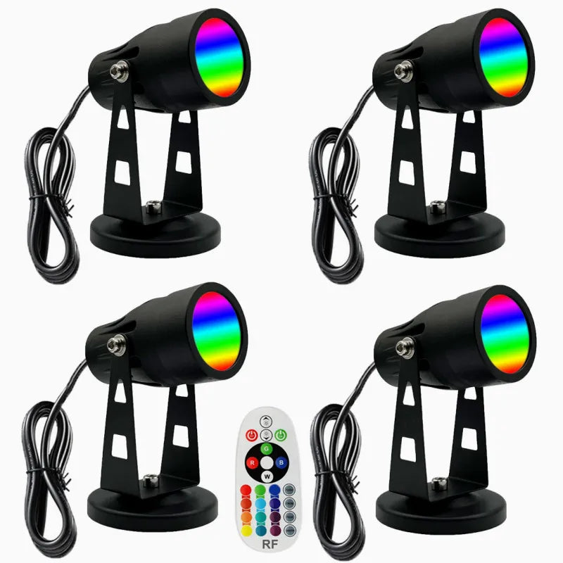 Spot mobile led extérieur jardin RGB lot de 4