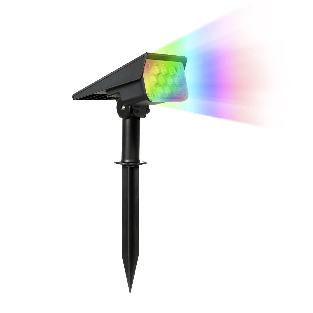 Spot à picquet noir solaire avec panneau éclairage RGB