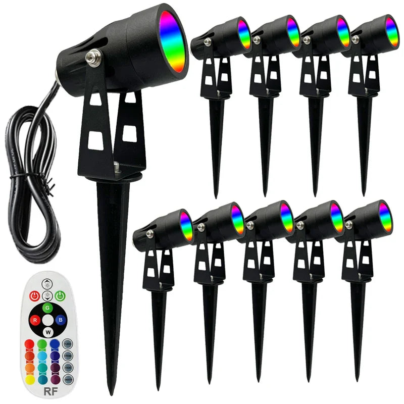 Spot piquet led extérieur jardin RGB lot de 10