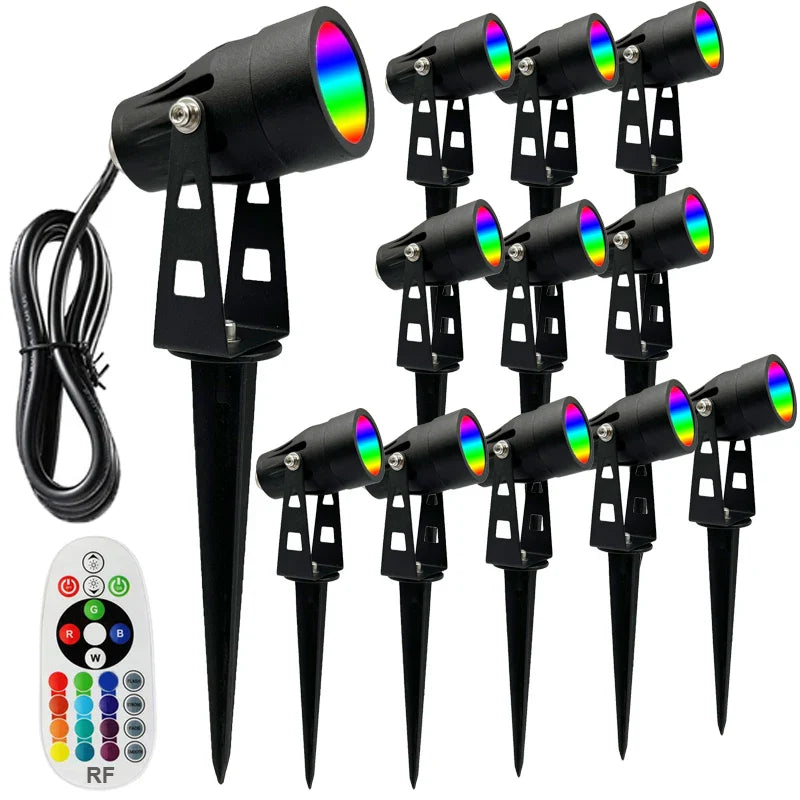 Spot piquet led extérieur jardin RGB lot de 12