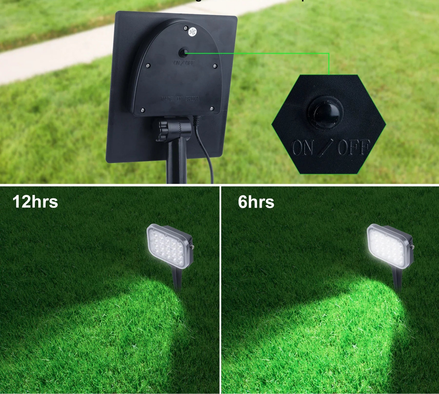 Spot solaire pour jardin autonomie 12H