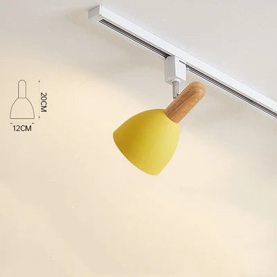 Spot sur rail blanc scandinave abat jour jaune cloche orientable