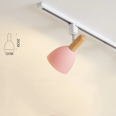 Spot sur rail blanc scandinave abat jour rose cloche orientable