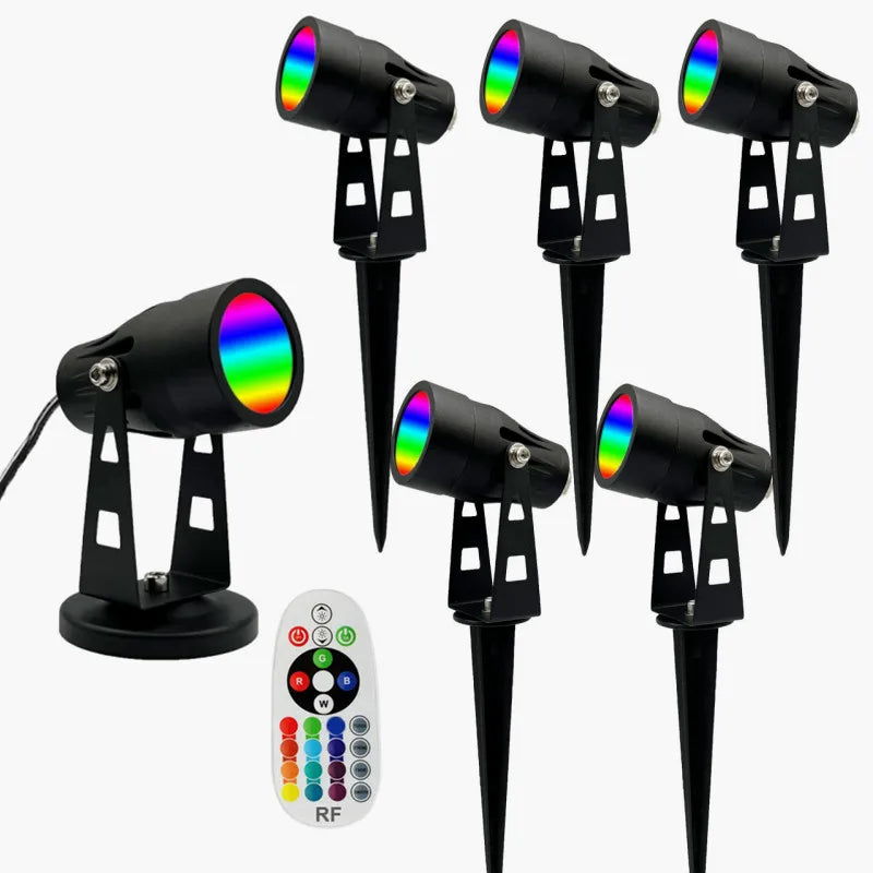 Spot étanche RGB pour jardin a poser ou à planter avec picquet controlé par télécommande