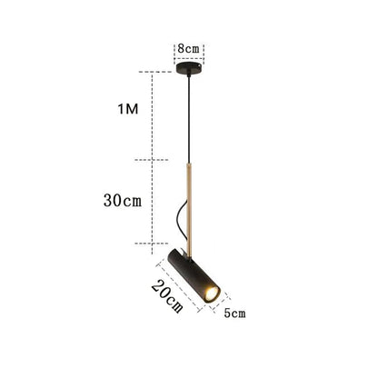 Spot sur cable design tube métal avec longue tige métal doré