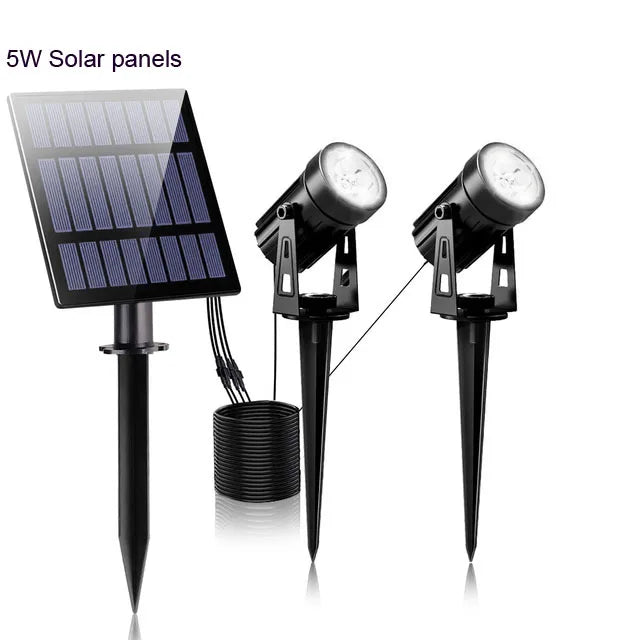 Lot de 2 Spot noir à panneau solaire orientable IP65  pour extérieur éclairage froid