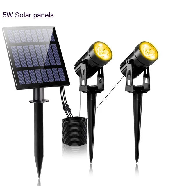 Lot de 2 Spot noir à panneau solaire orientable IP65  sur picquet éclairage chaud
