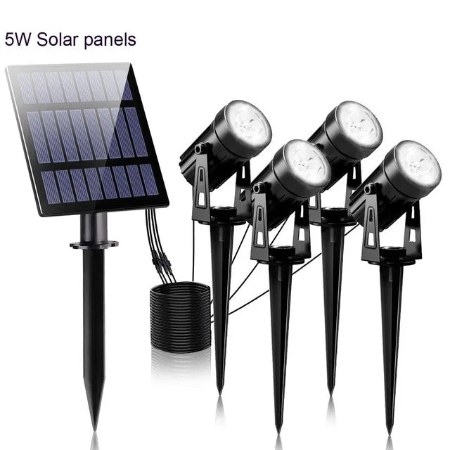 Lot de 4 Spot noir à panneau solaire orientable IP65  pour extérieur éclairage froid