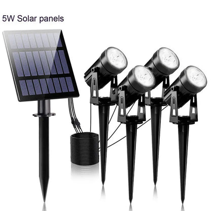 Lot de 4 Spot noir à panneau solaire orientable IP65  pour extérieur éclairage froid
