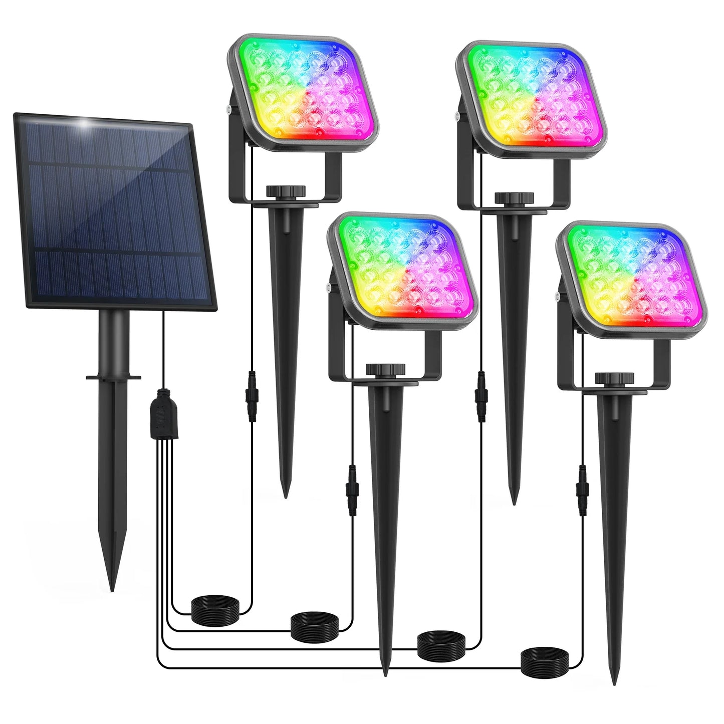 Projecteur led jardin à piquer avec panneau lumineux éclairage RGB