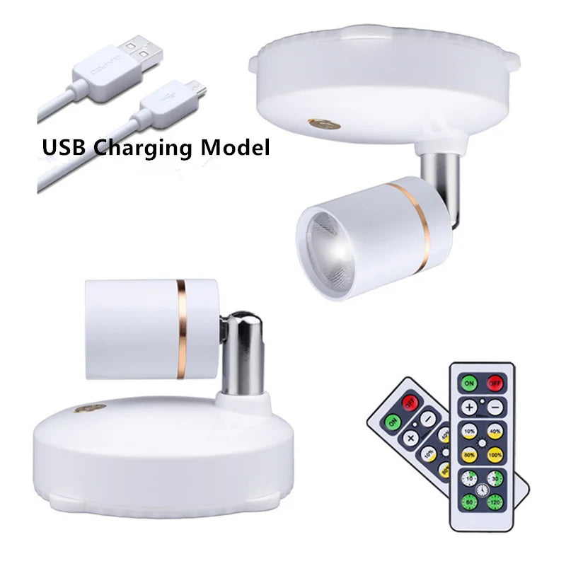 spot blanc orientable  avec socle à fixer sans fil avec télécommande