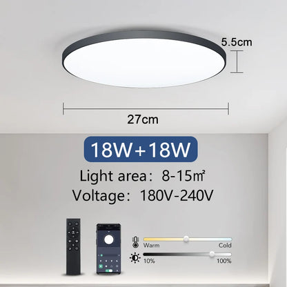 Spot plafonnier dimmable rond connecté avec télécommande