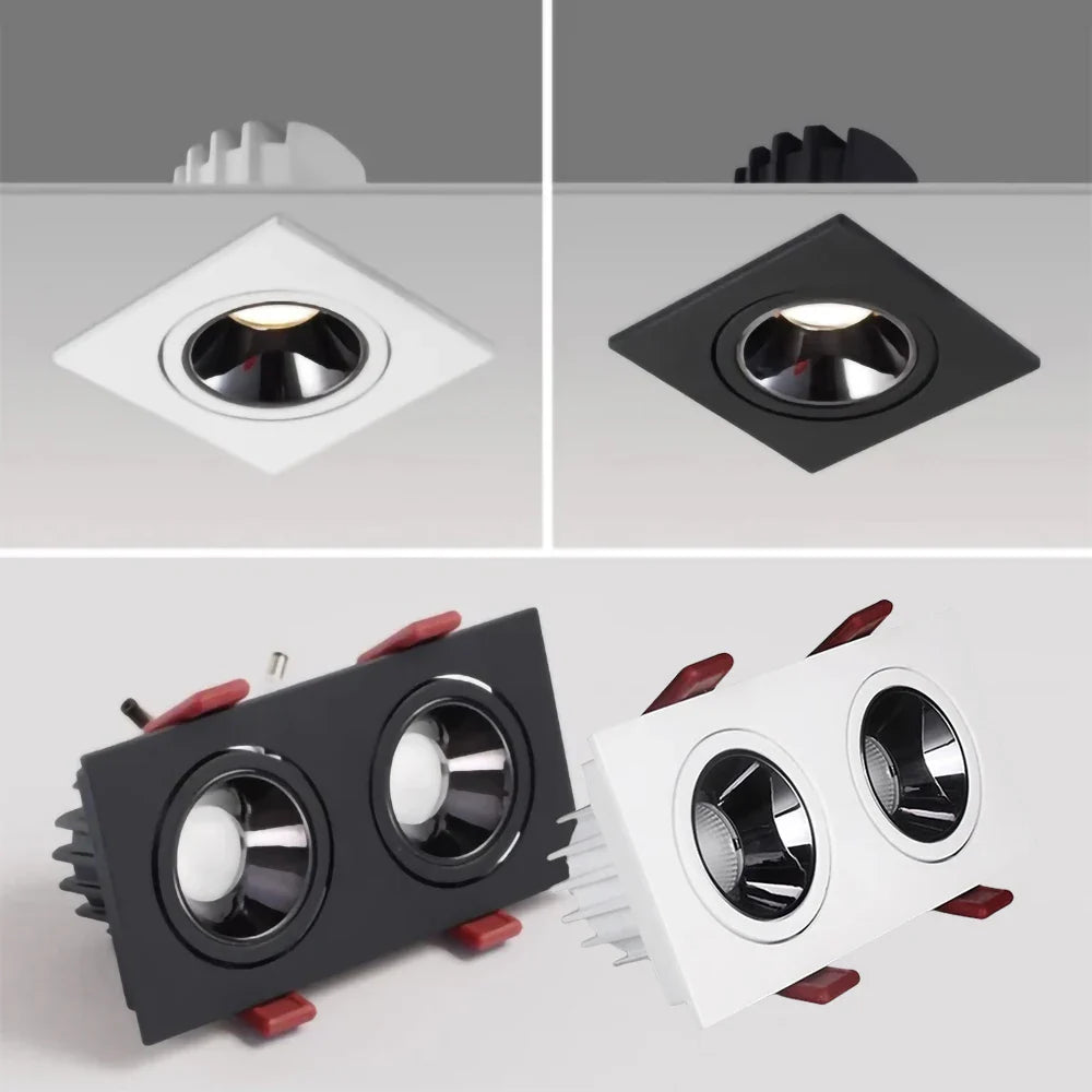 spot encastrable noir ou blanc simple ou double surface externe mate et interne brillante