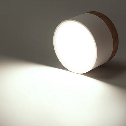 Spot led moderne en métal de couleur et embase bois