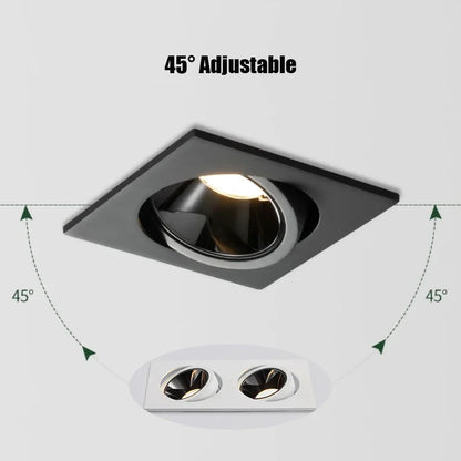 spot carré encastré noir mate à tété orientable sur 90°
