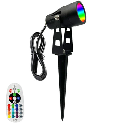 Spot étanche à planter RGB pour jardin noir à tête mobile