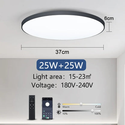 Spot plafonnier dimmable rond connecté avec télécommande 25W