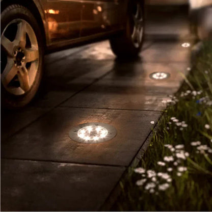 Spot solaire encastrable IP65 à micro LED en verre trempé et métal