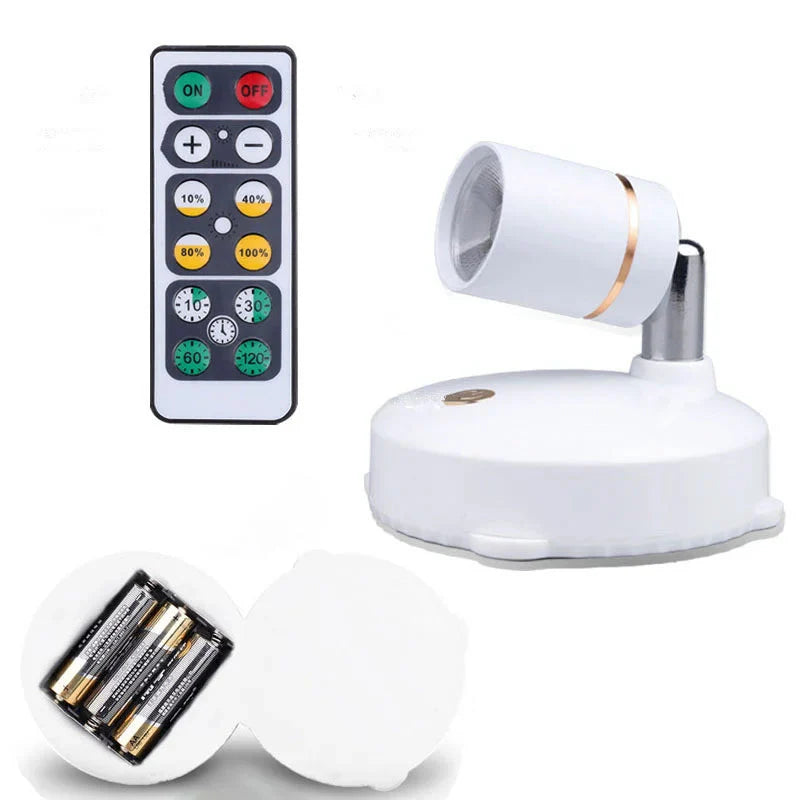 spot orientable à piles avec socle à fixer sans fil avec télécommande