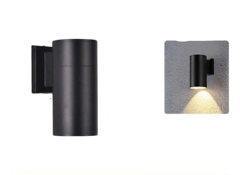 Spot mural façade tube noir LED unidirectionnel IP65 16cm