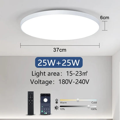 Spot plafonnier dimmable rond connecté avec télécommande