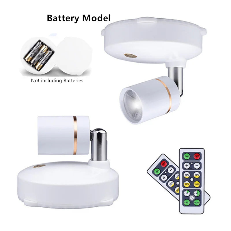 spot orientable à piles avec socle à fixer sans fil avec télécommande