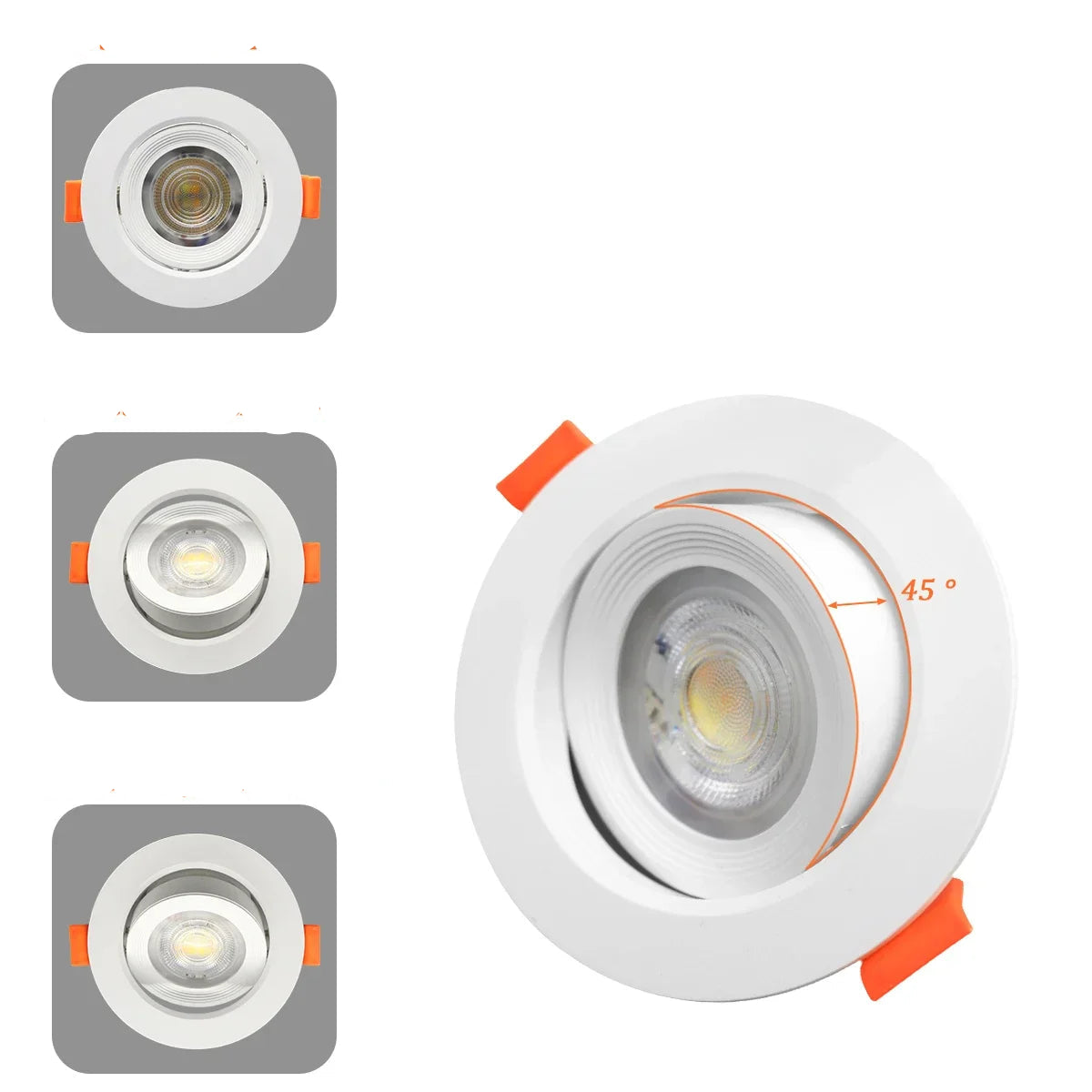 Spot blanc rond encastrable à tête orientable 90° 7W intensité variable