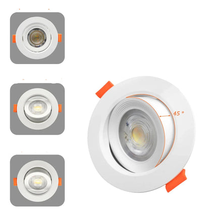 Spot blanc rond encastrable à tête orientable 90° 7W intensité variable