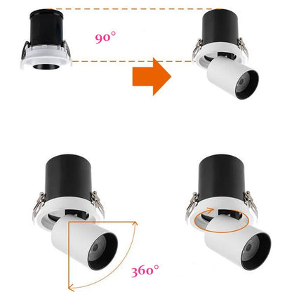 Spot led tube encastré orientable 360 et inclinable 90