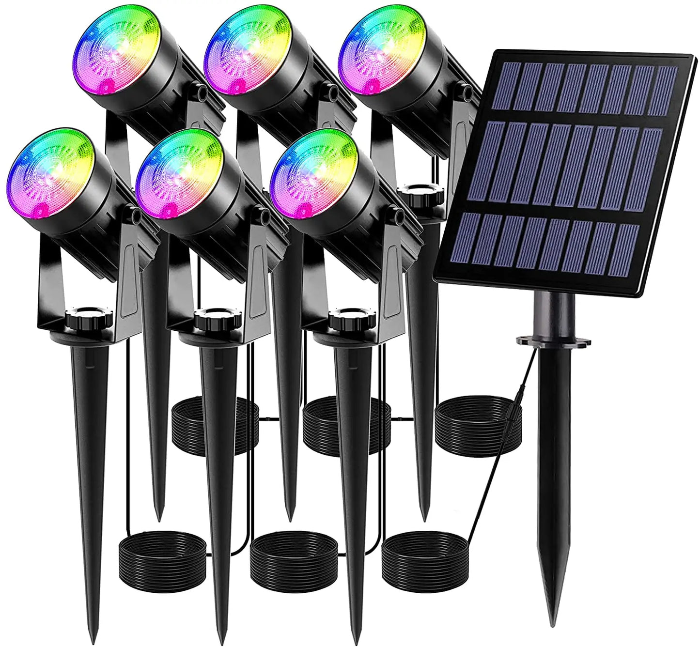 Spot noir à panneau solaire orientable IP65  pour extérieur éclairage RGB